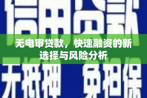伊犁哈萨克无电审贷款，快速融资的新选择与风险分析
